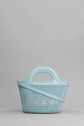 Aura Mini Hand Bag In Cyan Leather