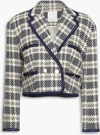 Isabela double-breasted checked cotton-blend tweed blazer