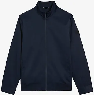 Mens Navy Arzona High-neck Woven Bomber Jacket