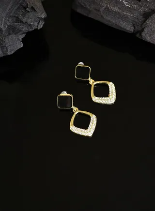 Gold Plated Designer Stone Drop Earring