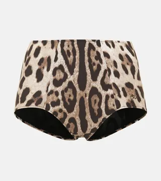 Leopard-print bikini bottoms