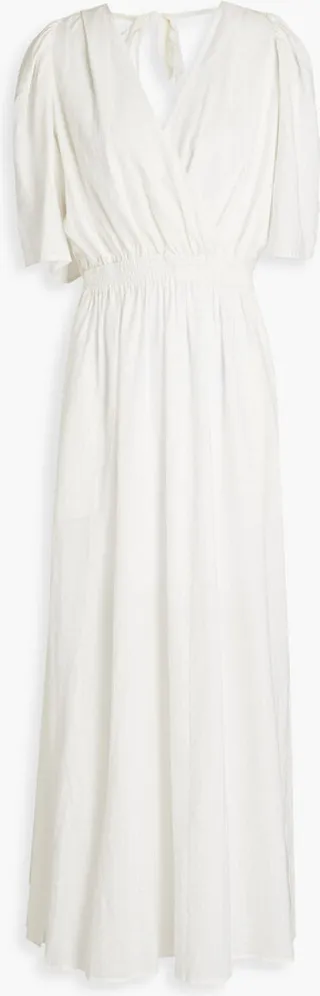 Bonita gathered linen-blend maxi dress