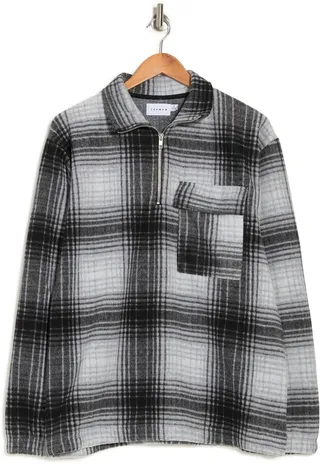 Plaid Quarter Zip Oversized Sweater