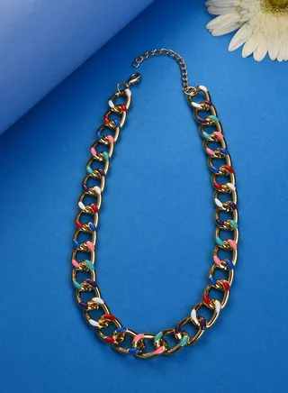 Gold Plated Necklace with Chain Detail