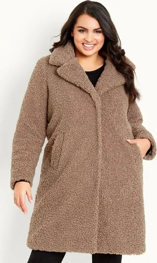 EVANS | Women's Plus Size Teddy Coat - neutral - 22W