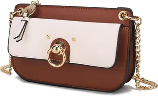 MKF Collection by Mia K Jill Vegan Leather Women’s Color Block Crossbody Bag - Brown