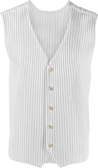 Plissé Sleeveless Waistcoat