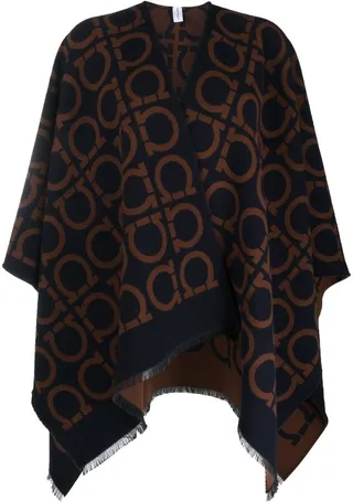 Monogram-Pattern Fringed Cape