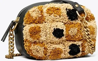 Small Kira Chevron Raffia Camera Bag