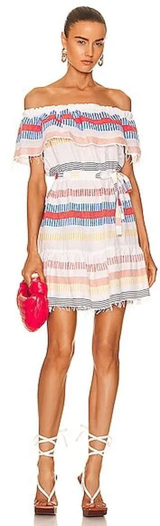 Lemlem Meseret Off Shoulder Dress in White