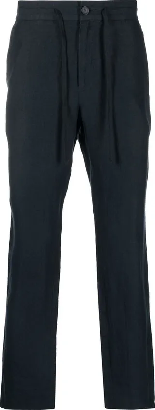 Drawstring-Waist Four-Pocket Straight-Leg Trousers