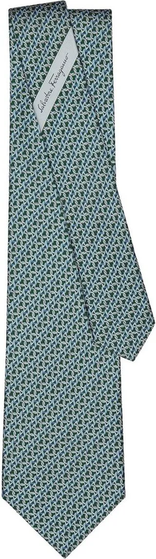 Gancini-print silk tie