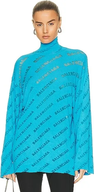 Balenciaga Oversize Turtleneck in Baby Blue