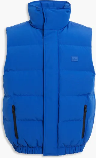 Logo-appliquéd quilted shell vest