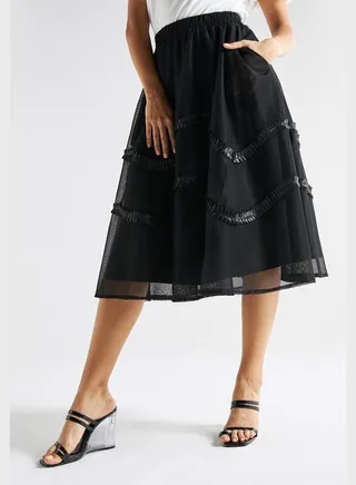 Lace Detail High Waist Skirt