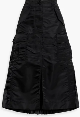 Pleated shell midi skirt