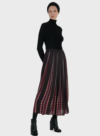 Printed Pleated Skirt