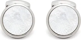 Guilloche Round Semi Precious Cufflinks