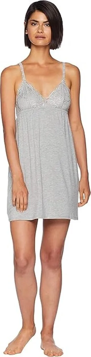 P.J. Salvage Basic Lace Front Chemise (Heather Grey) Women's Pajama