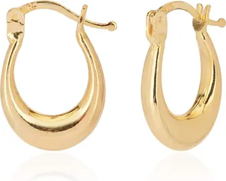 14K Gold Plated Sterling Silver Italian Hoop Earrings