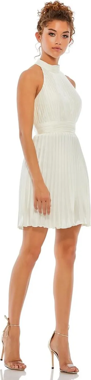 Pleated Halter Neck Mini Dress