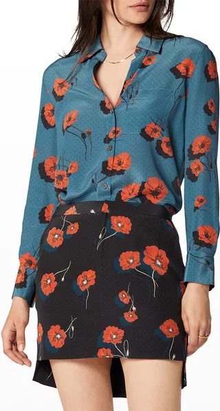 Bradner Printed Silk Button-Front Shirt