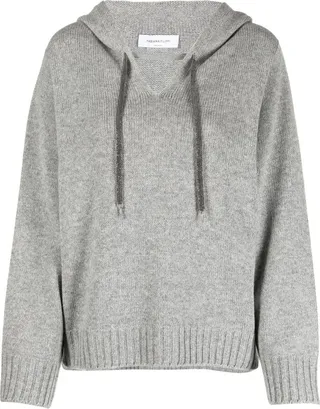hooded V-neck jumper