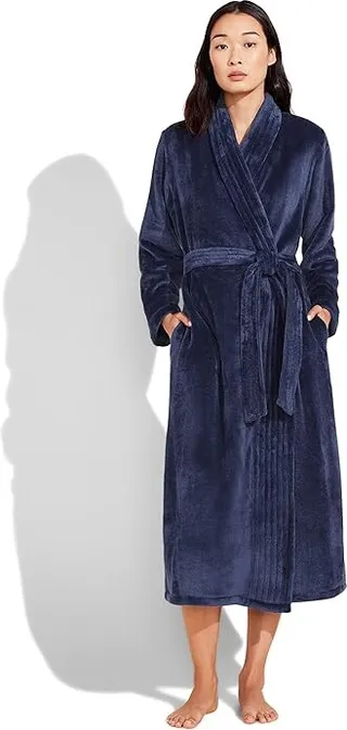 Eberjey Chalet - The Plush Robe with Ribbon (Navy) Women's Robe