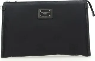 Dolce & Gabbana Logo Plaque Zipped Clutch Bag