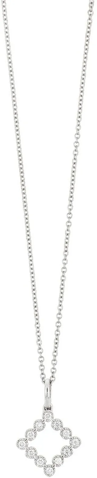 18K White Gold Mila Diamond Square Pendant Necklace - 0.11 ctw