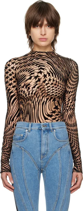 Mugler Black Flocked Turtleneck