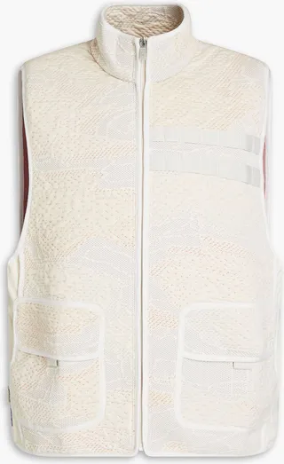 Shell-trimmed cloqué-jacquard vest
