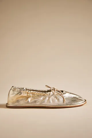 Pilcro Bow Tie Ballet Flats Gold