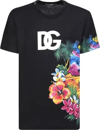 Dolce & Gabbana Hawaiian Printed Crewneck T-Shirt