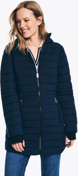 Knit-Trim Puffer Jacket