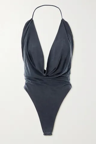 GAUGE81 - Manaus Open-back Draped Stretch-jersey Halterneck Bodysuit - Black
