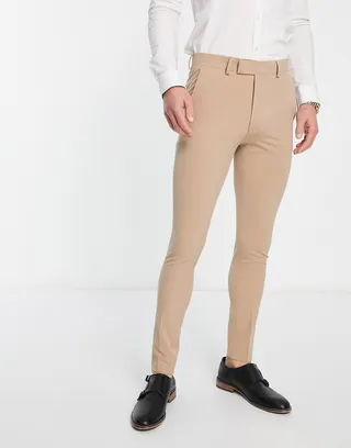 ASOS DESIGN super skinny mix and match suit pants in beige