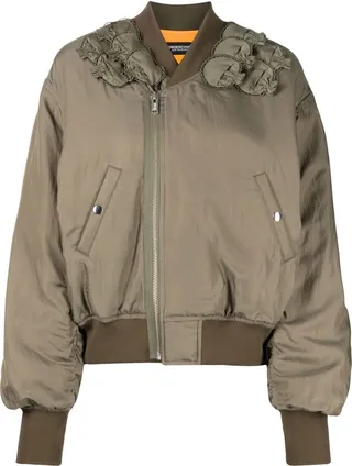 Applique-Detail Zipped Bomber Jacket