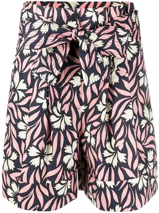 Floral-Print High-Waisted Shorts