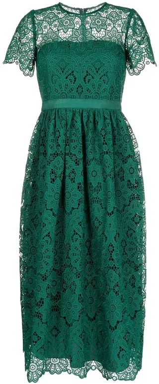 Lace-Pattern Midi Dress