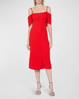 Cold-Shoulder Bandeau Midi Dress