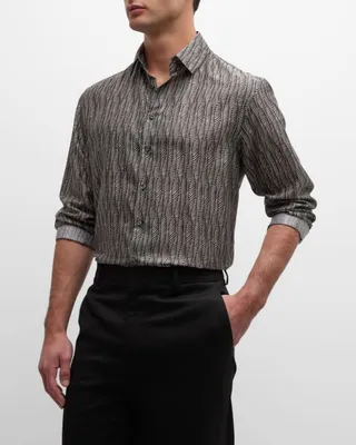 Men's Printed Silk Sport Shirt