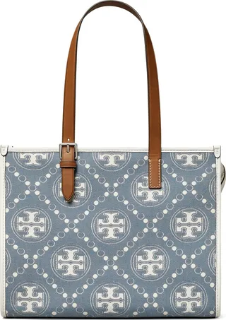 Small T Monogram Denim Tote