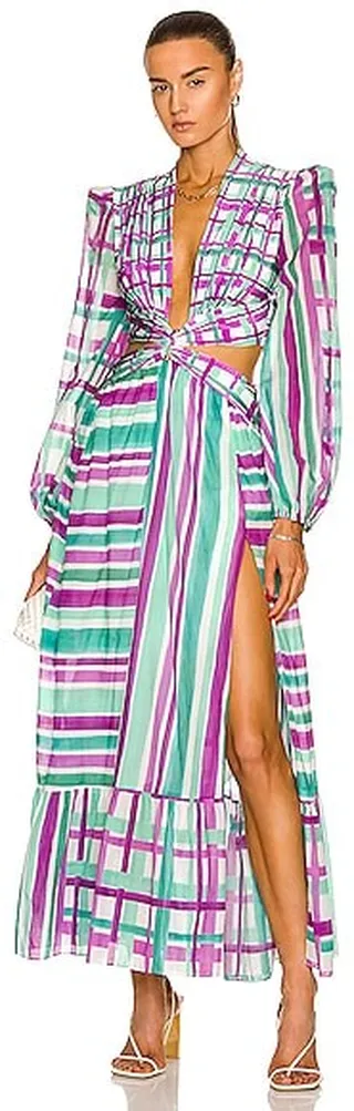 PatBO Riviera Plunge Cut Out Dress in Purple