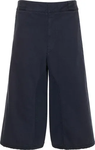 Wide cotton denim Bermuda shorts
