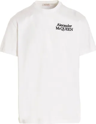 Alexander McQueen Logo Embroidered Crewneck T-Shirt