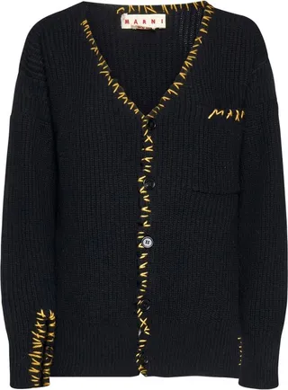 Marni Logo Embroidered V-Neck Cardigan