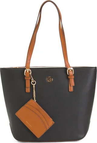 Lily Saffiano Tote With Card Case
