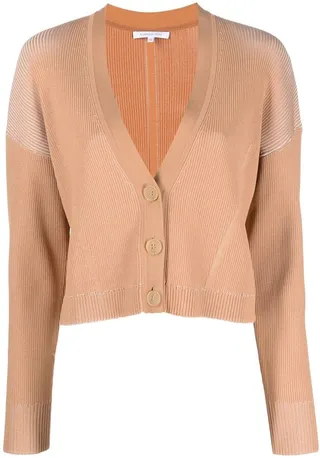 ribbed knit V-neck cardigan