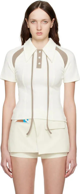 Kijun Off-White Tie Leaf Polo